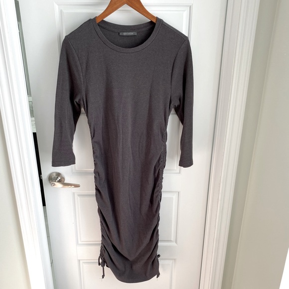 3/4 Sleeve Sweater Dress with Side Ruching - Picture 1 of 8